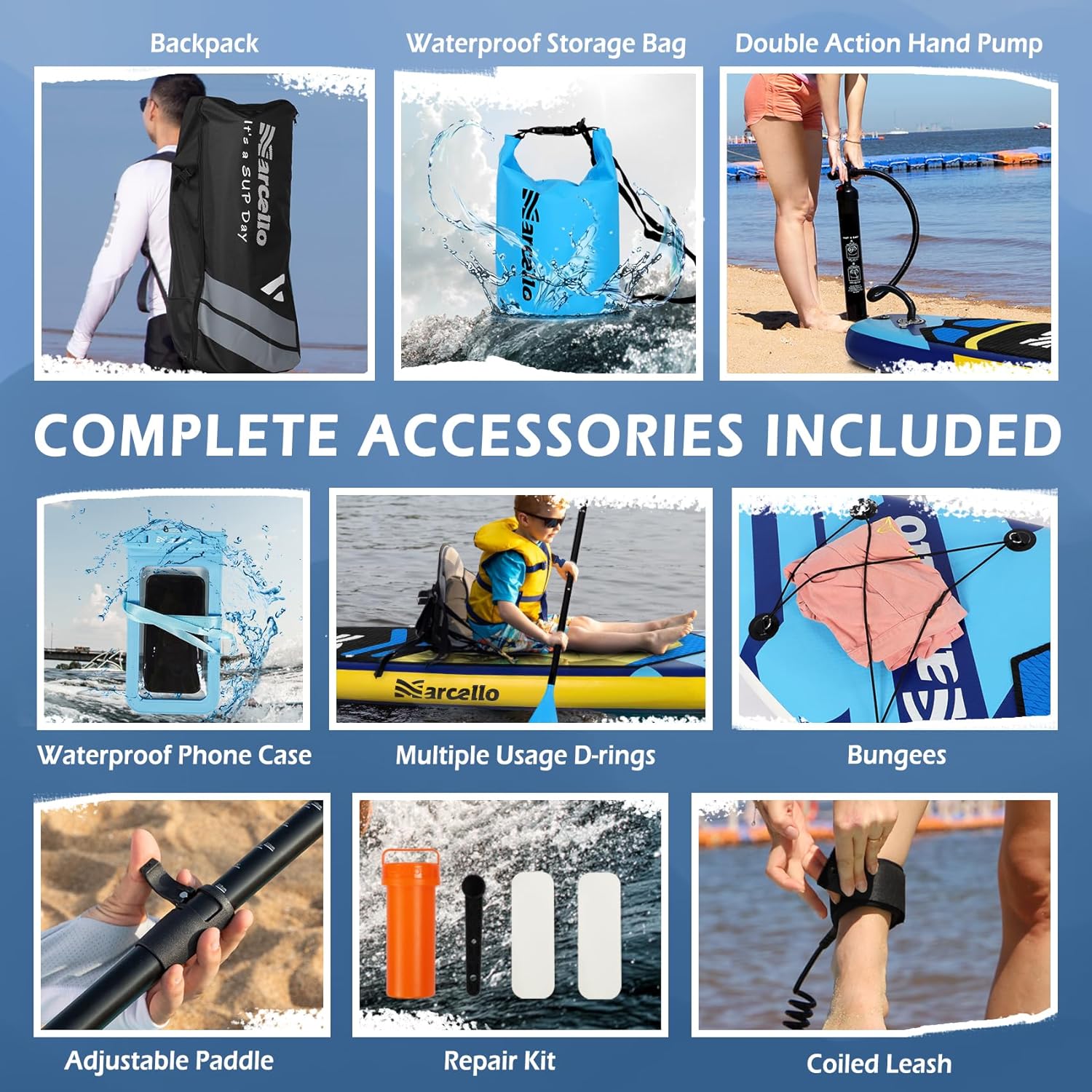 Paddle Board, Inflatable Stand Up Paddle Board, 10.6'×33"×6" Ultra-Light SUP Board with Hand Pump, Leash, Repair Kit, Waterproof Phone Case and Waterproof Bag, Backpack, Paddle Boards for Adults