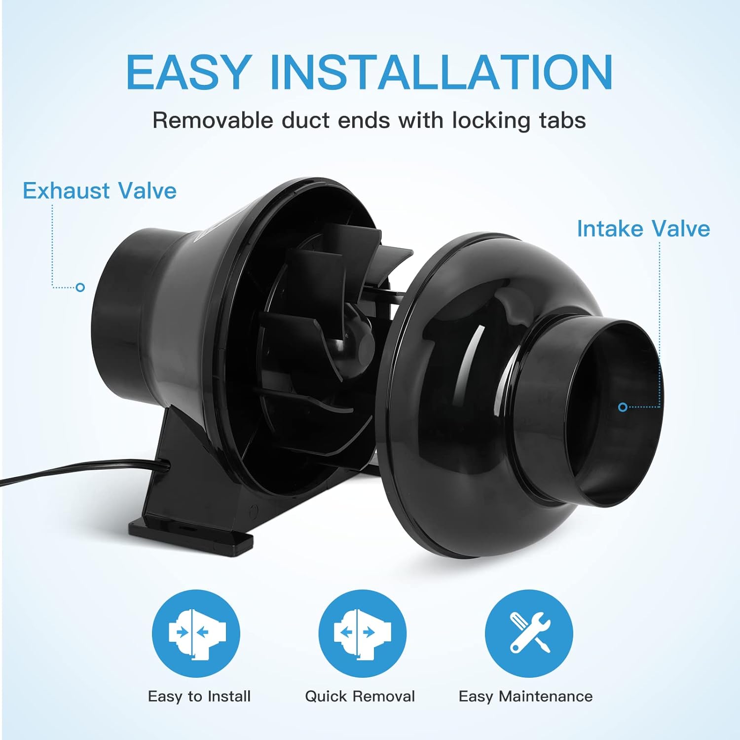 iPower 4 Inch 195 CFM Inline Fan Circulation Vent Blower, Air Carbon Filter and 8 Feet Flexible Ducting for Grow Tent Ventilation, Exhaust, 4 Fan & Filter, HVAC Heating Cooling