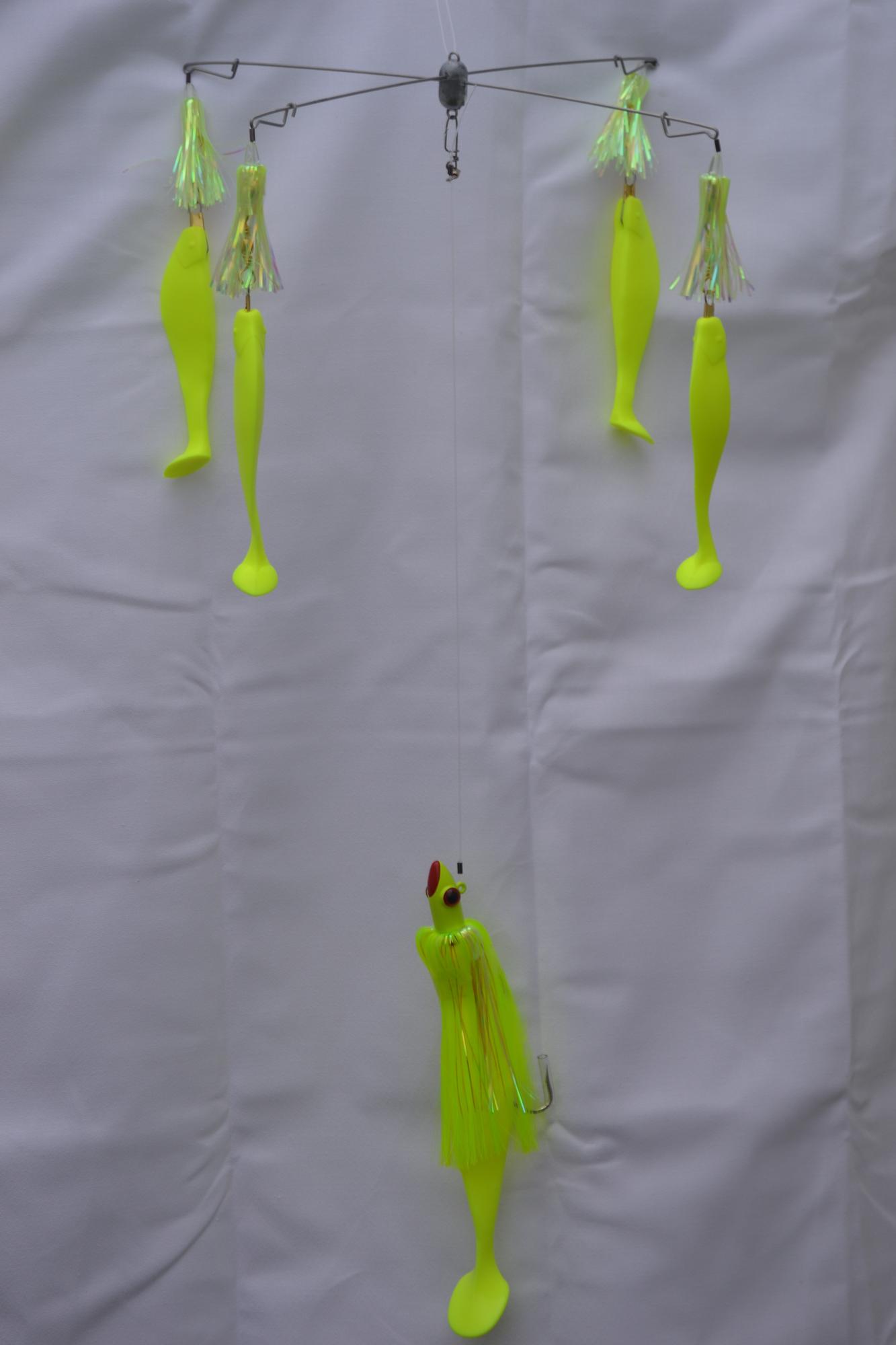Blue Water Candy Striperbrella Fishing Rig, 6"/9", 4 oz, Chartreuse