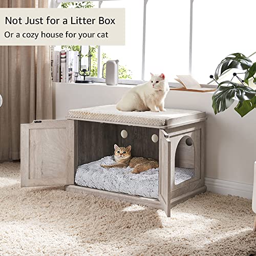 unipaws Extra Large Cat Litter Box Enclosure Furniture with Top Opening, XL Washroom Bench for Cats, Jumbo Automatic Litter Box Cover and Hidden Cat Box