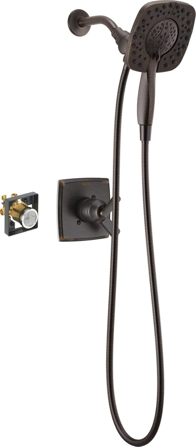 DELTA Ashlyn 17 Series Dual-Function Shower Trim Kit with 2-Spray Touch-Clean In2ition 2-in-1 Hand Held Shower Head with Hose, Stainless T17264-SS-I (Valve Included)