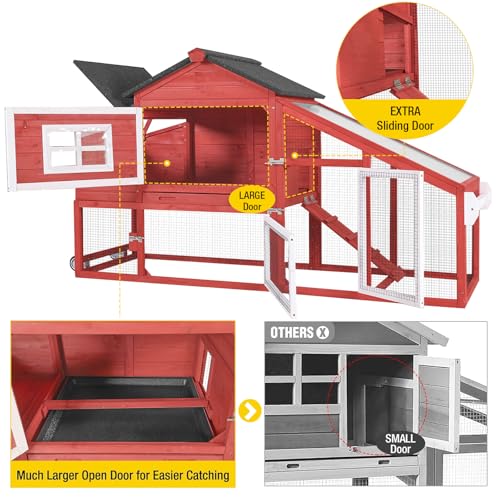 Aivituvin Chicken Coop Mobile Hen Coop, Large Poultry Cage with Wheels Outdoor Backyard Chicken House