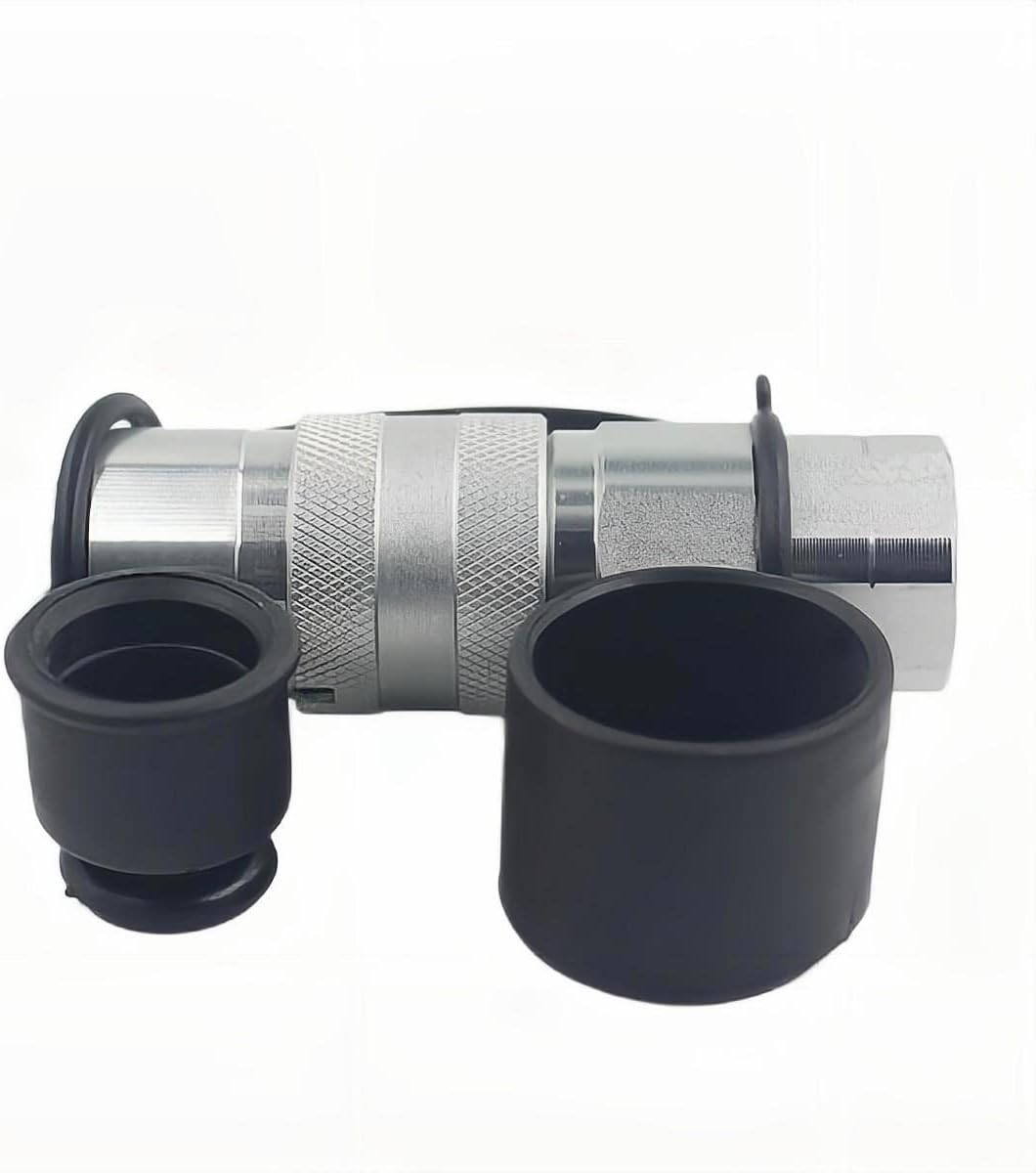 2-Sets ISO16028 1/4 Flat Face Hydraulic Quick Connect Coupling/Coupler Set W/Black Dust Cap 1/4'' NPT Thread