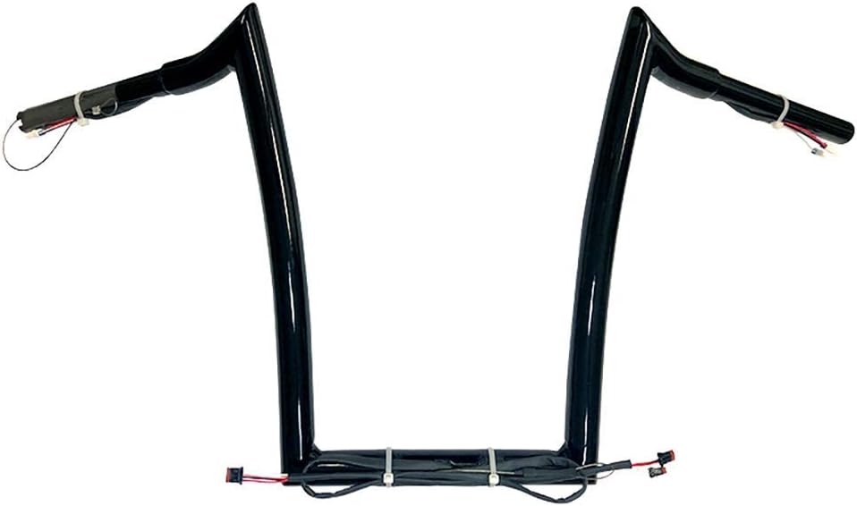 Pre Wired Dominator Industries 1 1/4 Inch Road Glide Meathook Monkey Ape Hanger Handlebars, 14 Inch Rise, Gloss Black for 2015-2022 Harley Road Glides