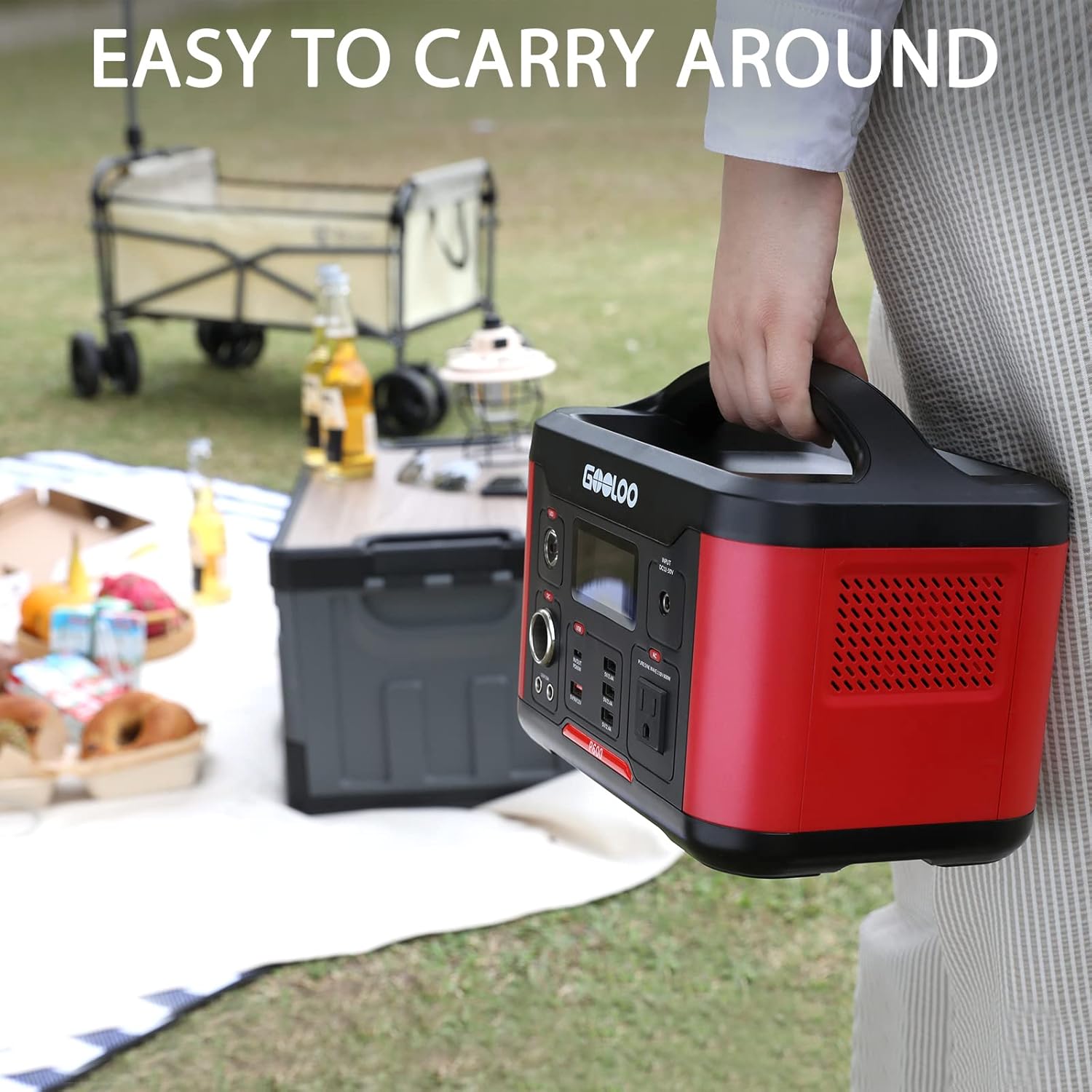 GOOLOO Portable Power Station P600, 626Wh Outdoor Generator with 110V/600W (Peak 1200W) AC Outlets & LED Flashlight, SuperSafe Backup Lithium Battery for Outdoor RV/Van Camping, Emergency