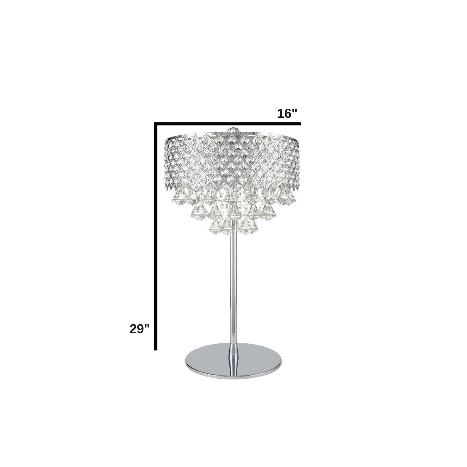 Finesse Decor Grand Chrome Encased Crystals Silver Table Lamp