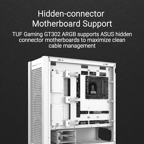 ASUS TUF Gaming GT302 ARGB ATX Mid-Tower PC Case – Four 140 x 28 mm ARGB Fans for High Airflow, Interchangeable Tempered Glass or Mesh Side Panels, Supports BTF Hidden-Connector Motherboards | White