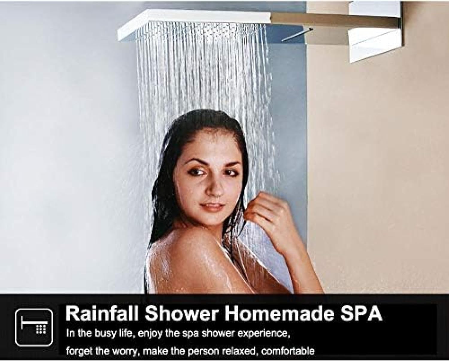 Shower System, LED Luxury Shower Set Waterfall Rainfall Shower Head Shower Faucet Bathroom Faucets Thermostatic 4 Ways Mixer Tap Wall Mount