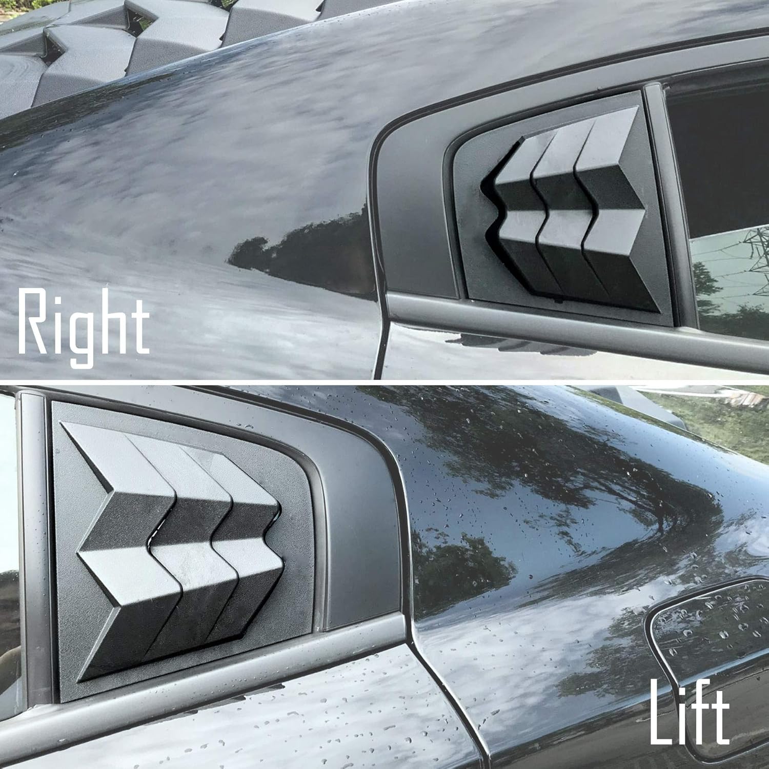 LE-JX Matte Black Rear+Side Window Louver Cover 2/Set Compatible with 2011-2021 Dodge Charger in GT Lambo Style Custom Fit All Weather ABS