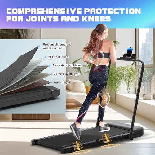 MAGIC UNION Walking Pad Treadmill Under Desk, 3 in 1 Portable Mini Treadmill for Home and Office, 265 lb Capacity 2.5HP Walking Jogging Machine with Remote Control, LED Display