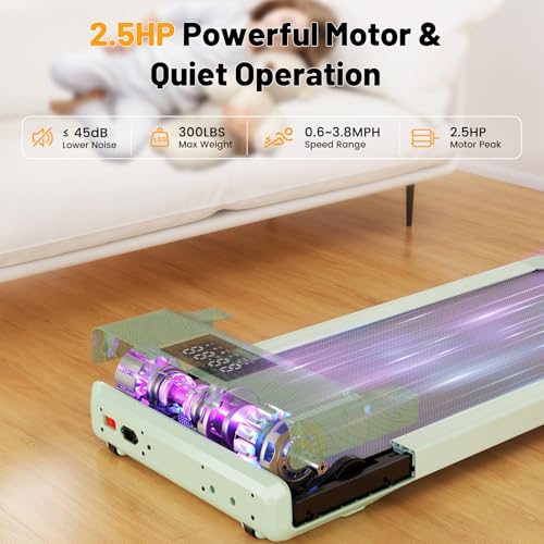 SupeRun Walking Pad, 2024 Newest Walking Pad Treadmill, 2 in 1 Under Desk Treadmill for Home Office, Portable Walking Treadmill with Remote Control LED Display Installation Free