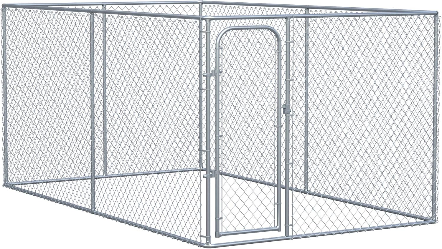 PawHut Large Dog Kennel Outside, Heavy Duty Dog Cage, Outdoor Fence Dog Run with Galvanized Chain Link, Secure Lock, 13.1' x 7.5' x 6'