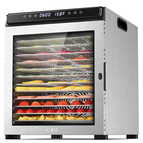 Food Dehydrator Machine, 9 Stainless Steel Food Dryer, 1000W Dehydrators for Food and Jerky, Herbs, Meat, Fruit, Dog Treats, 48H Timer and Temperature Control (95-165℉), Recipes Book Included