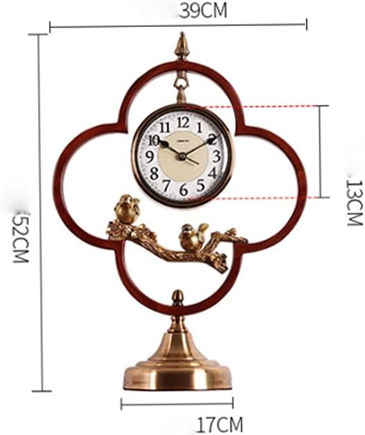 New Chinese Style Desk Clock Living Room Solid Wood Desk Clock European Style Retro Home Decoration Clock Old Fashioned Desk Clock