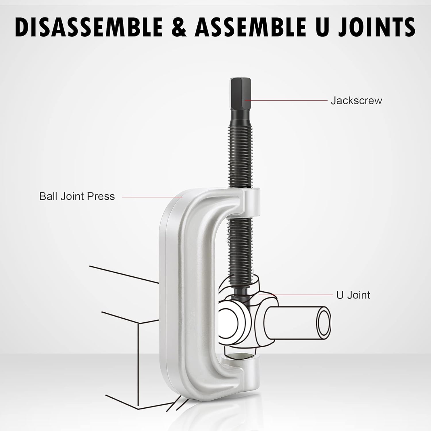 Heavy Duty Ball Joint Press & U Joint Removal Tool Kit with 4wd Adapters, for Most 2WD and 4WD Cars and Light Trucks (BK)