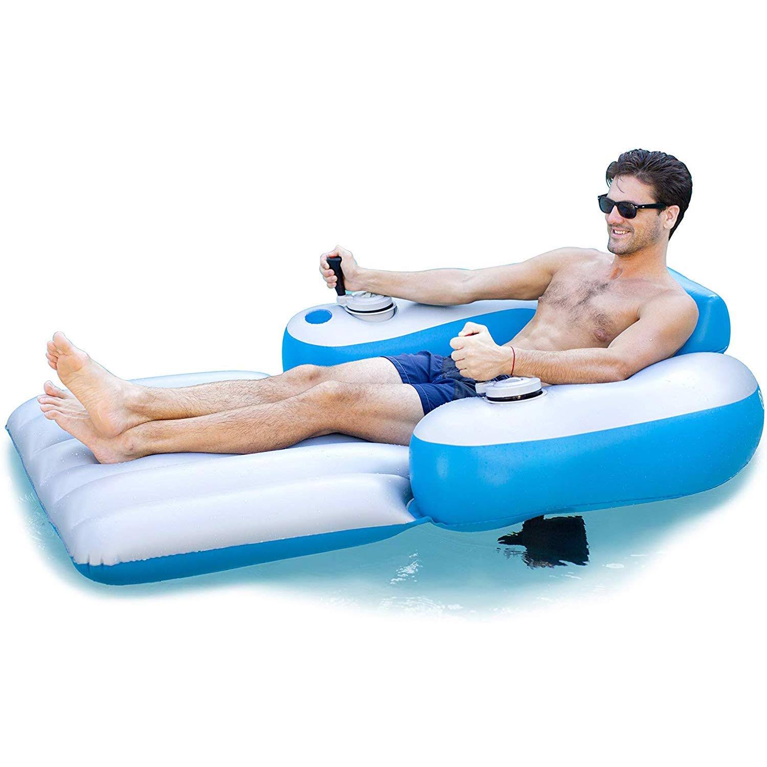 PoolCandy Splash Runner Motorized Swimming Pool Lounger - Grey with Turquoise