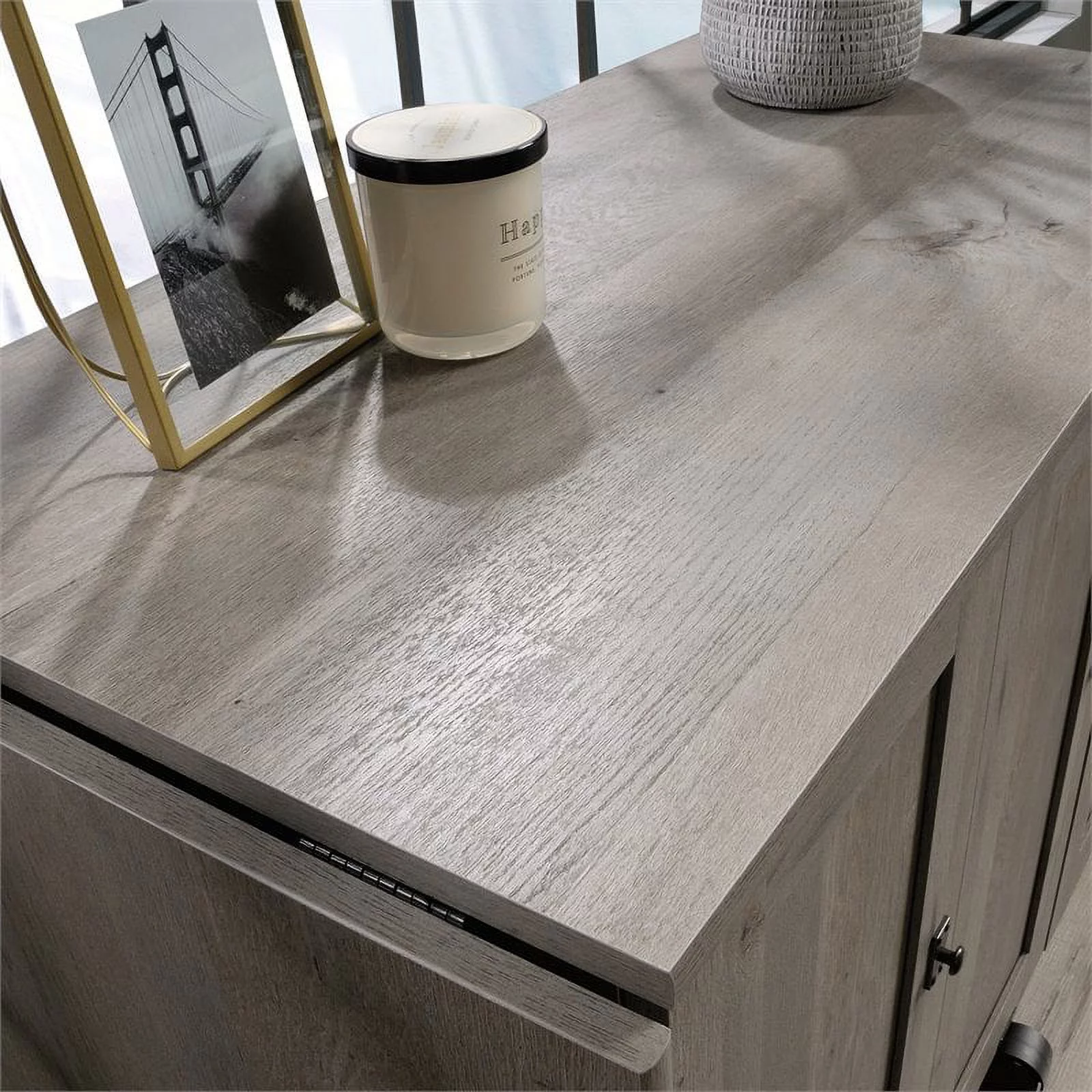 Pemberly Row Contemporary Engineered Wood Sewing Craft Table in Oak