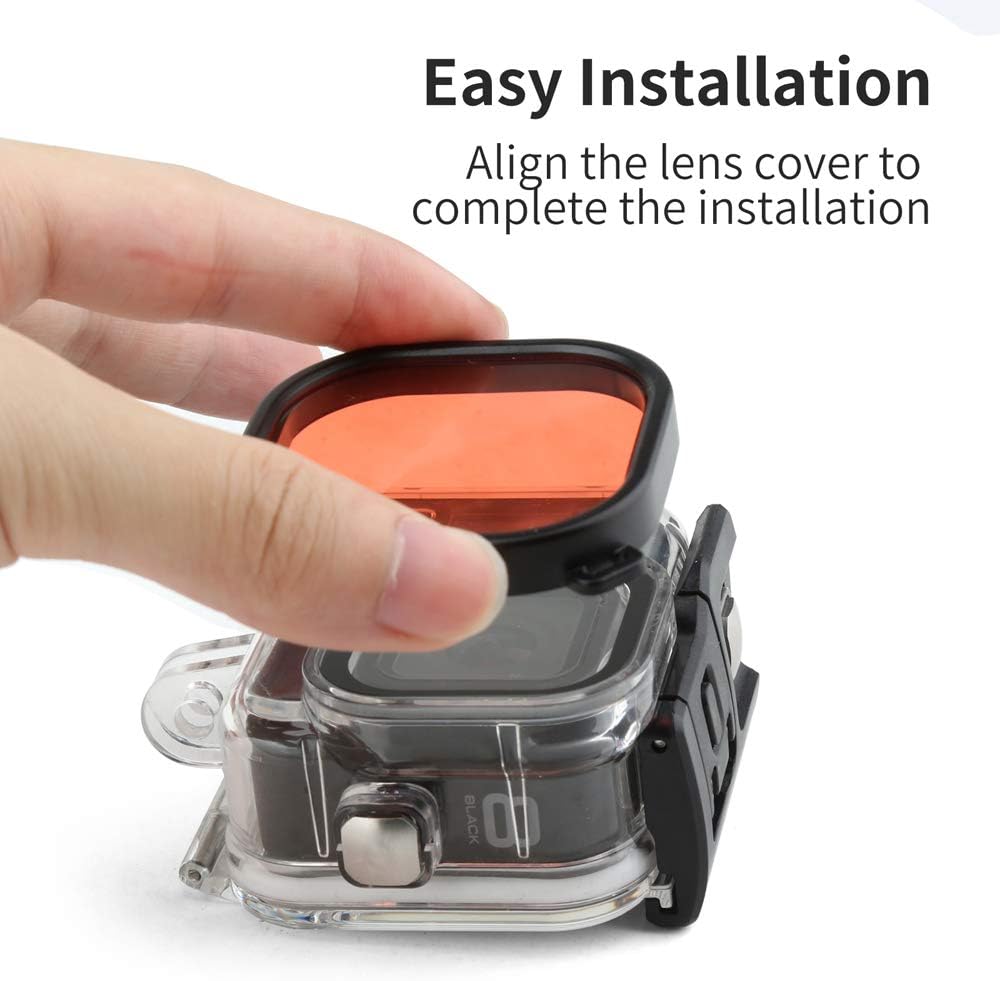D&F Dual Handles Dome Port for GoPro Hero 8 Black, 45m/147ft Underwater Dome Lens Builted-in Waterproof Housing Case for Go Pro 8 with Waterline Diving Accessory