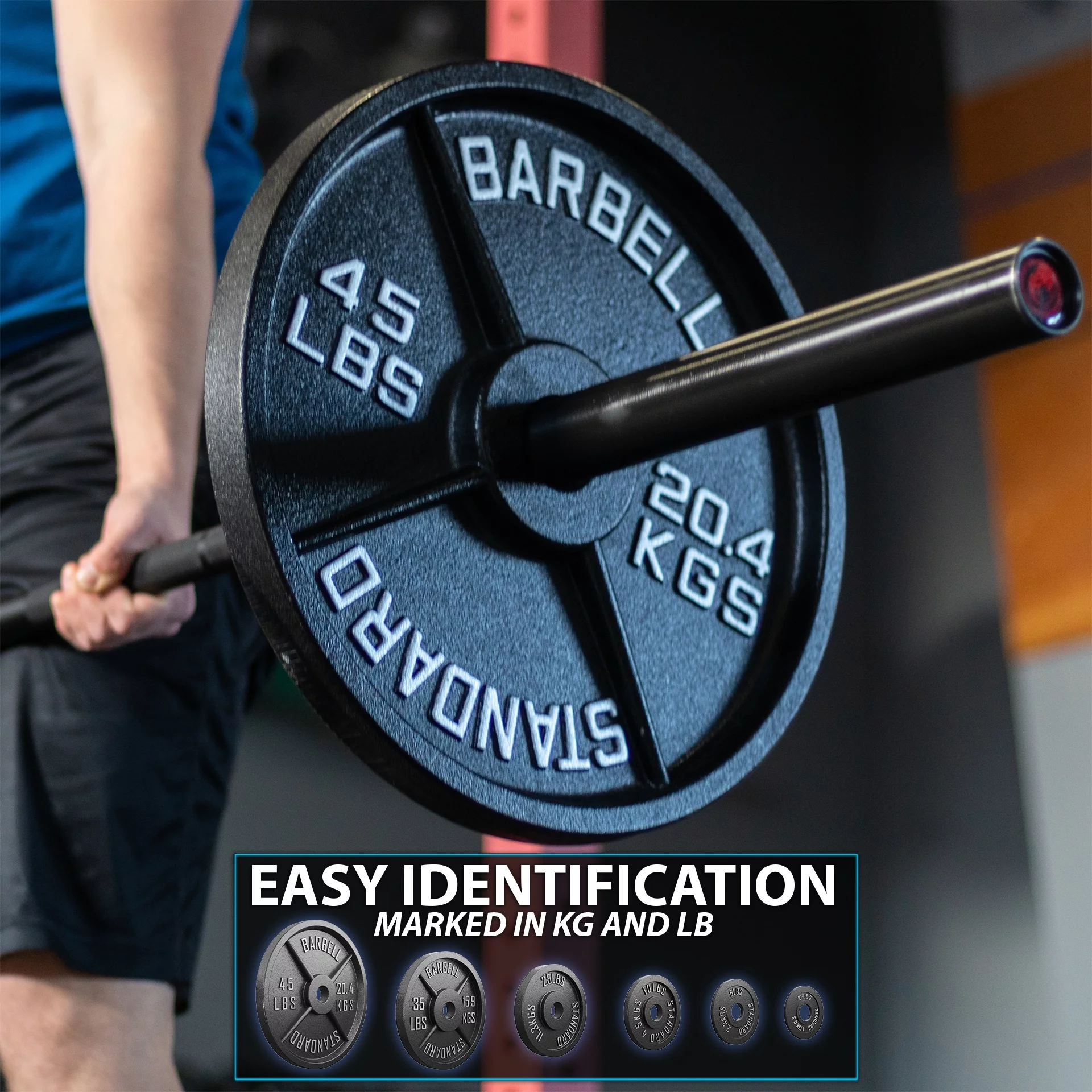 Synergee Standard Metal Weight Plates 45 lb Pair. 2” Opening for Bodybuilding, Olympic & Power lifting workouts. Classic Old School Metal Weighted Plates.