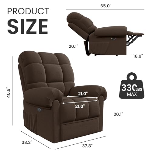 2024 New Power Recliner Chair for Adults, Adjustable Electric Power Chair Lift Recliner, USB Port, Ultra-Comfy Teddy Fleece Recliner for Living Room, Tool-Less Setup Single Sofa, Beige white