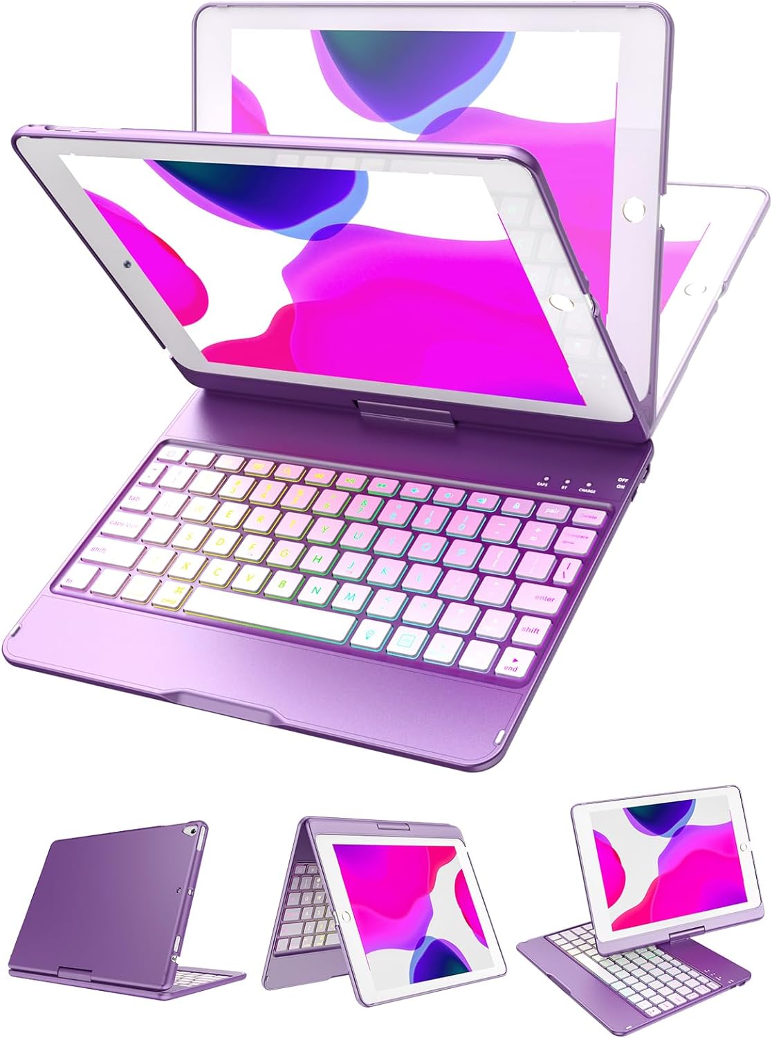 iPad Keyboard Case for iPad 6th Gen 2018, iPad 5th Gen 2017, iPad Pro 9.7, iPad Air 2, iPad Air 1, Backlit 10 Color