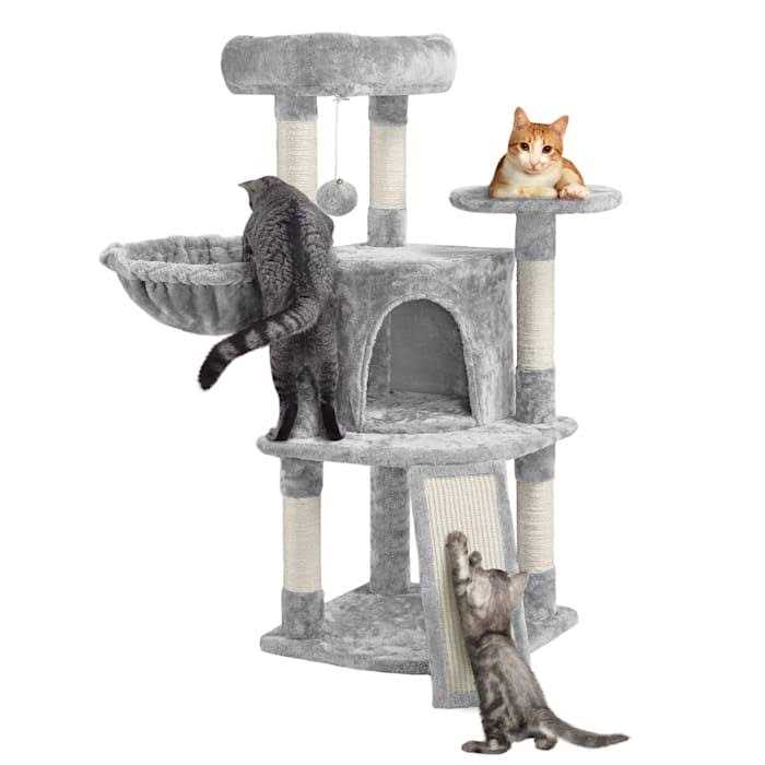 Topeakmart Medium Plush Cat Tree Condo with Basket - Pet Supplies online store