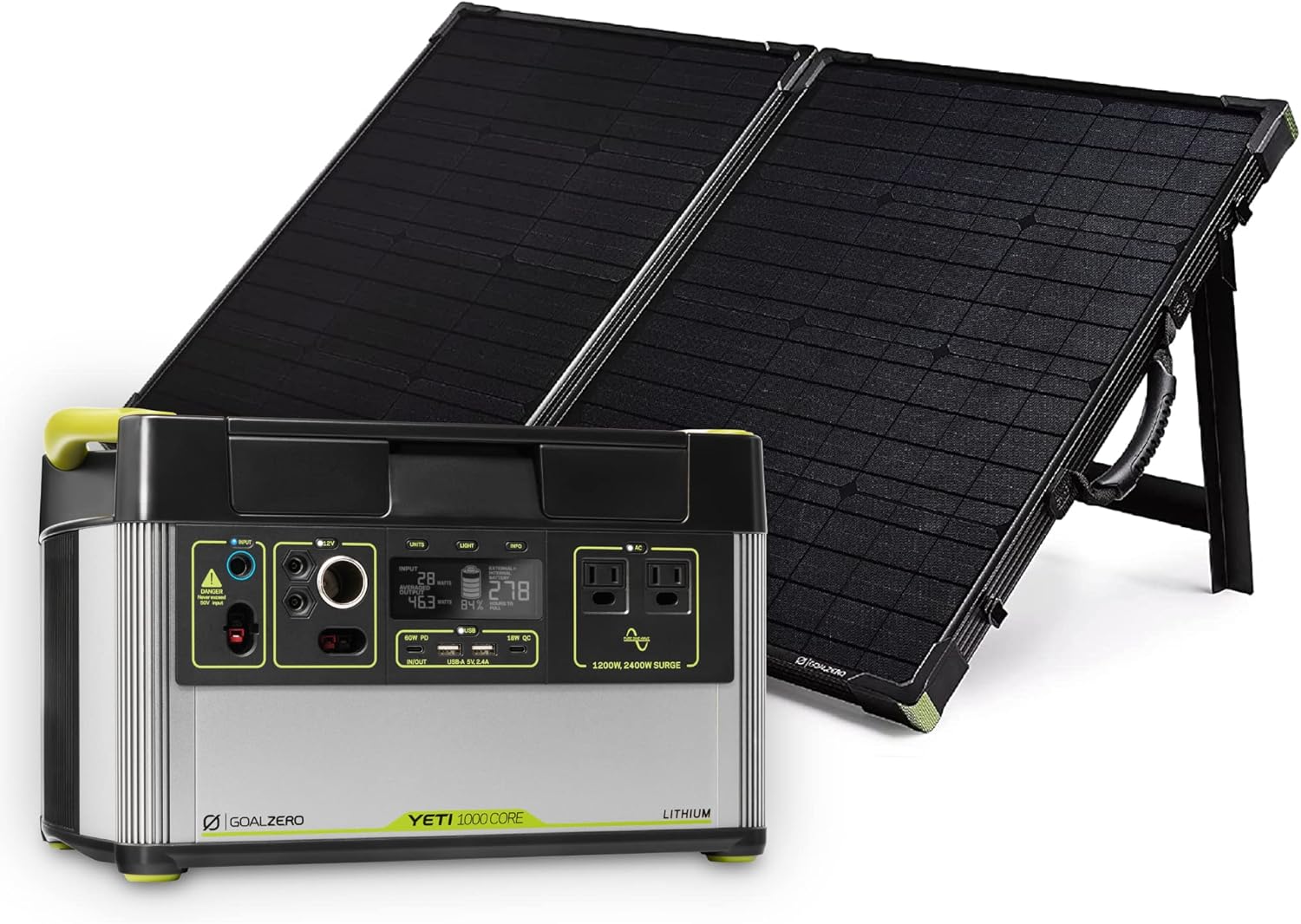 Goal Zero Yeti 1000 Core Portable Power Station, 1,000 W, Solar-Powered Generator (Solar Panel Not Included), USB-A/USB-C Ports and AC Outlets, Power for Camping and Tailgating, Emergency Power