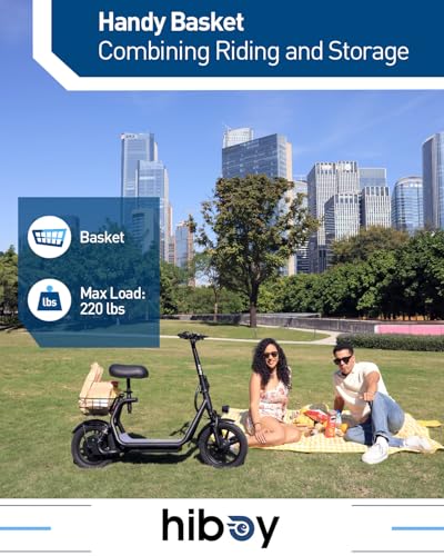 Hiboy Q2 Electric Scooter with Seat for Adults, 500W Peak Motor, 20MPH, 22 Miles Range, Foldable, Dual Suspension, Front & Rear Drum Brakes, Commuter E Scooter with Basket & Phone Holder