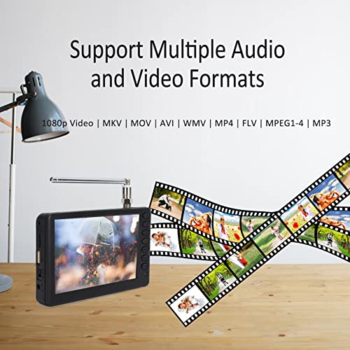 Yoidesu 5 inch Portable TV, ATSC HD TFT LED Pocket Digital Television Mini TV, 1080P Digital TV with Remote Control, 1500mAh Rechargeable Battery