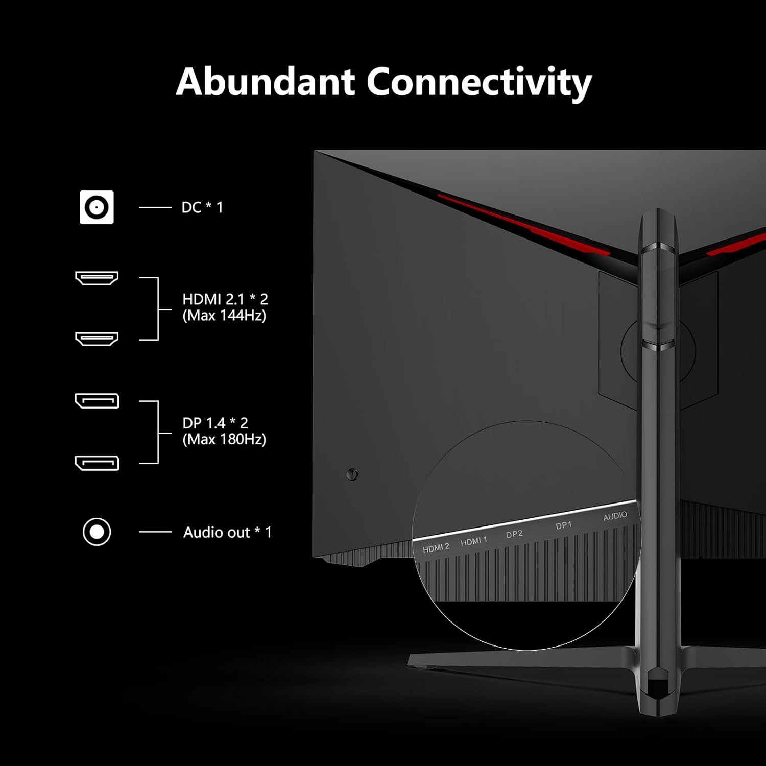 INNOCN 27 Inch QHD 2560 x 1440p 180Hz Fast IPS Gaming Monitor, FreeSync, 1ms, Extreme Low Motion Blur, 99% sRGB, 2 x HDMI 2.1 | 2 x DP 1.4 | Height/Pivot Stand, Black