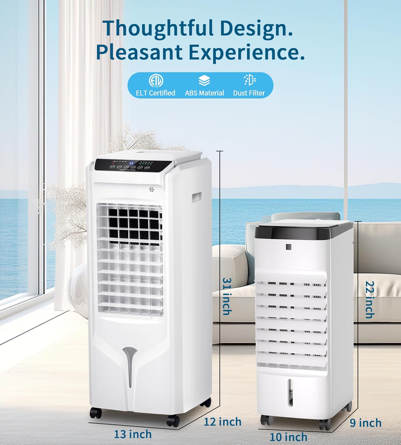Swamp Cooler Air Conditioner,Evaporative Air Cooler with 4.2-Gal Tank,120° Oscillation,4 Ice Packs,3-In-1 Portable Evaporative Cooler Cooling Fan for Indoor Room Bedroom Garage Outdoor (31IN)