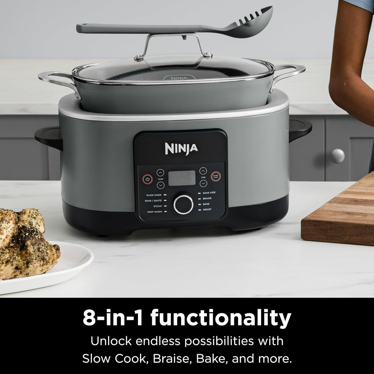 Ninja MC1001 Foodi PossibleCooker PRO 8.5 Quart Multi-Cooker, with 8-in-1 Slow Cooker Dutch Oven, Steamer, Nonstick, Oven Safe Pot to 500°F & Reynolds Kitchens Slow Cooker Liners!