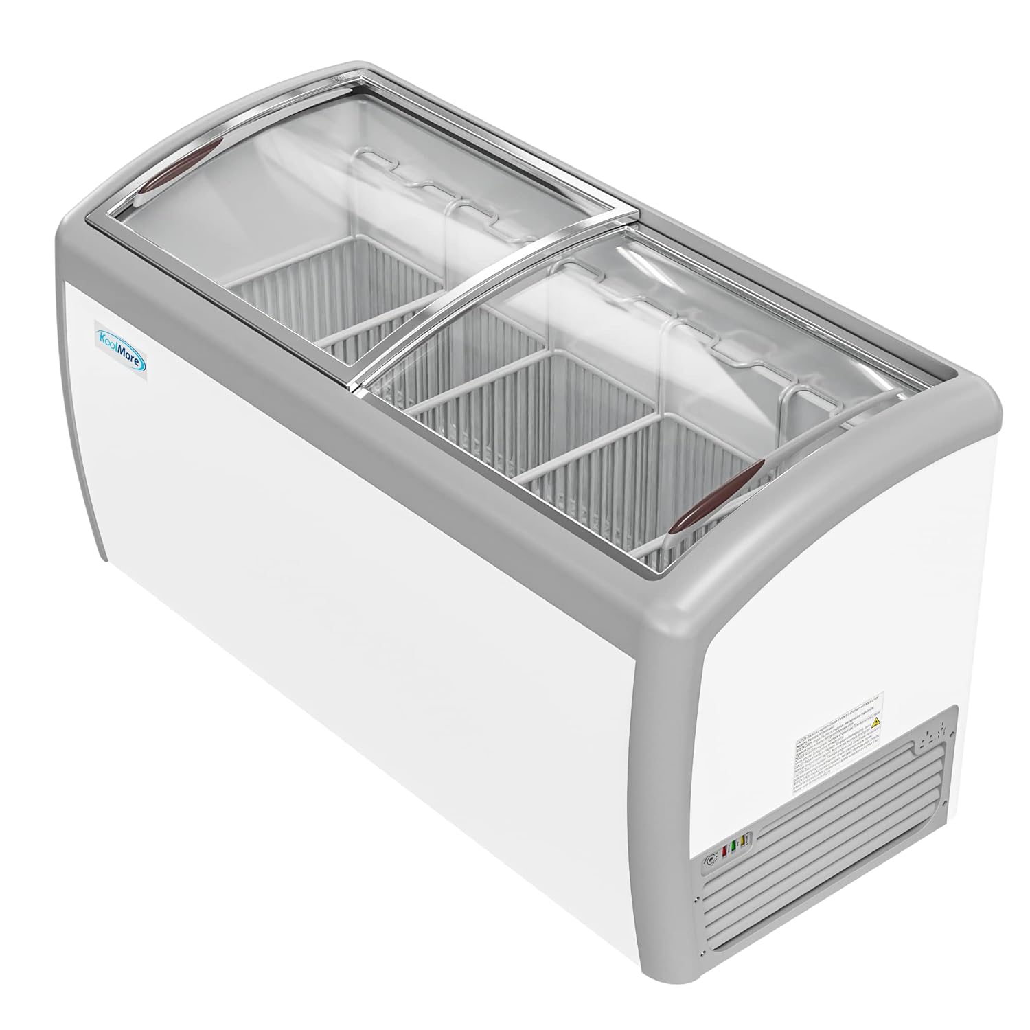KoolMore MCF-16C Commercial Ice Cream Freezer Display Case, 16 Cu. Ft, White & Commercial One Glass Door Display Upright Beverage Refrigerator Cooler Merchandiser - 12 Cu. Ft [Black] (MDR-1GD-12C)