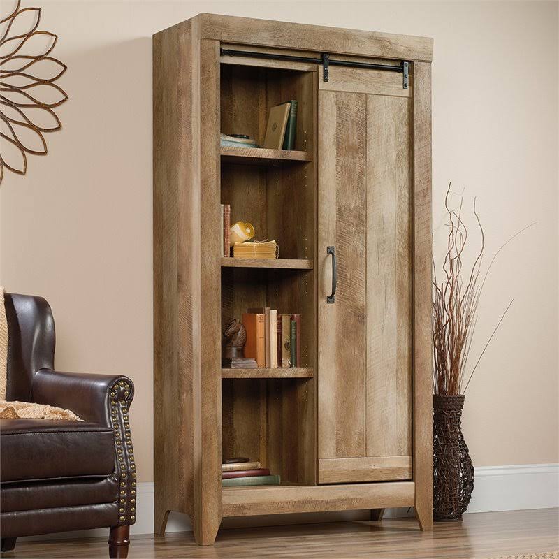 Pemberly Row 6 Shelf Storage Cabinet in Craftsman Oak