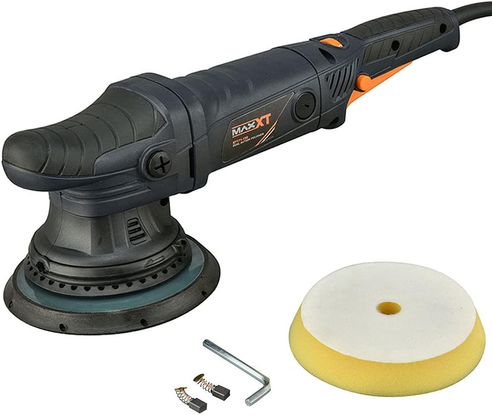 MAXXT Car Buffer Polisher Rotary Variable Speed Car Polishing Machine 7 Inch Car Detailing Kit with D and Side Handle, Woolen fleece hood, Terry polishing bonnet, Sanding discs