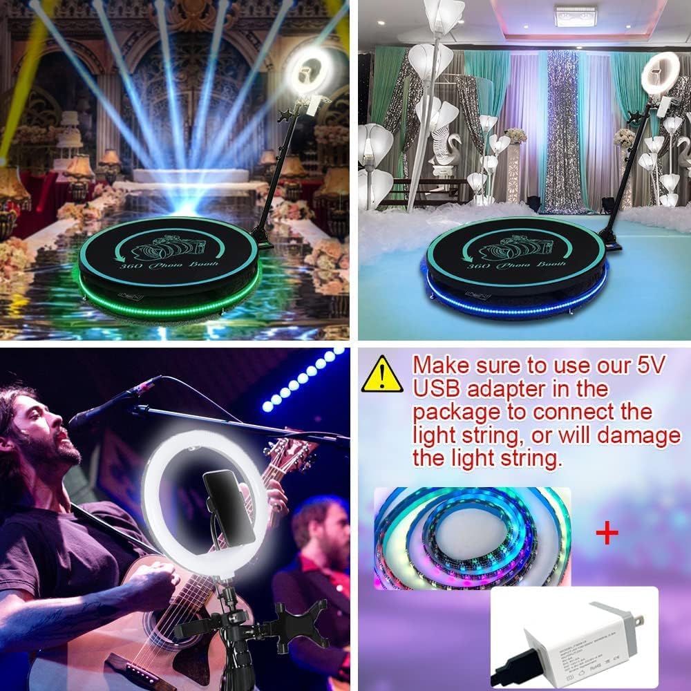 BLUELF 360 Photo Booth Machine for Parties Support Customize Logo 360 Spin Selfie Platform for Party, Wedding, Live Broadcast, Big Event (31.5’’)