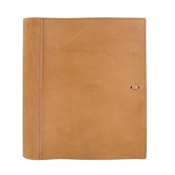 Soft Leather Three Ring Binder / Document Holder - Buckskin / 0.75 inch