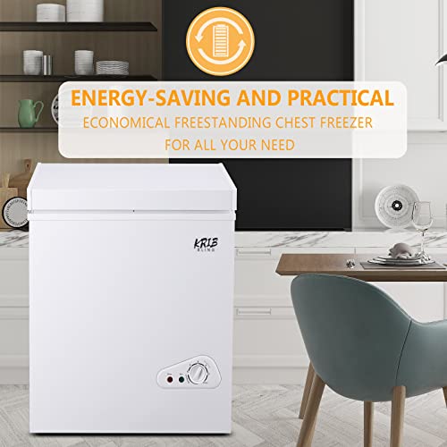 KRIB BLING Deep Freezer, Chest Freezer for Daily Usage， Top Door Opened Freestanding Chest Freezer, White