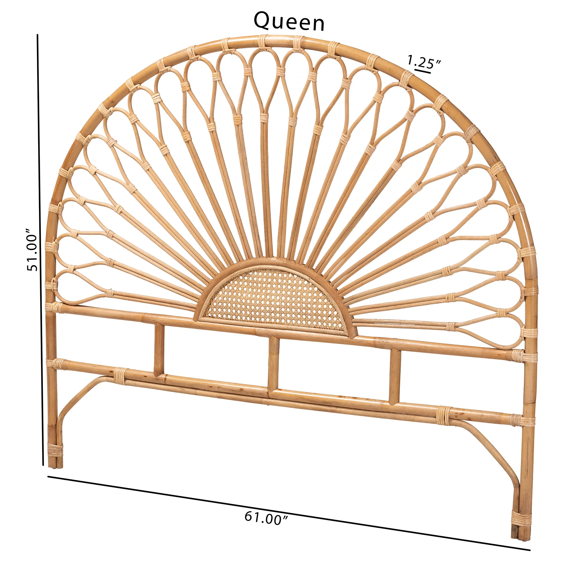 bali & pari Perenna Rattan BOHO Headboard, King Size, Natural Brown