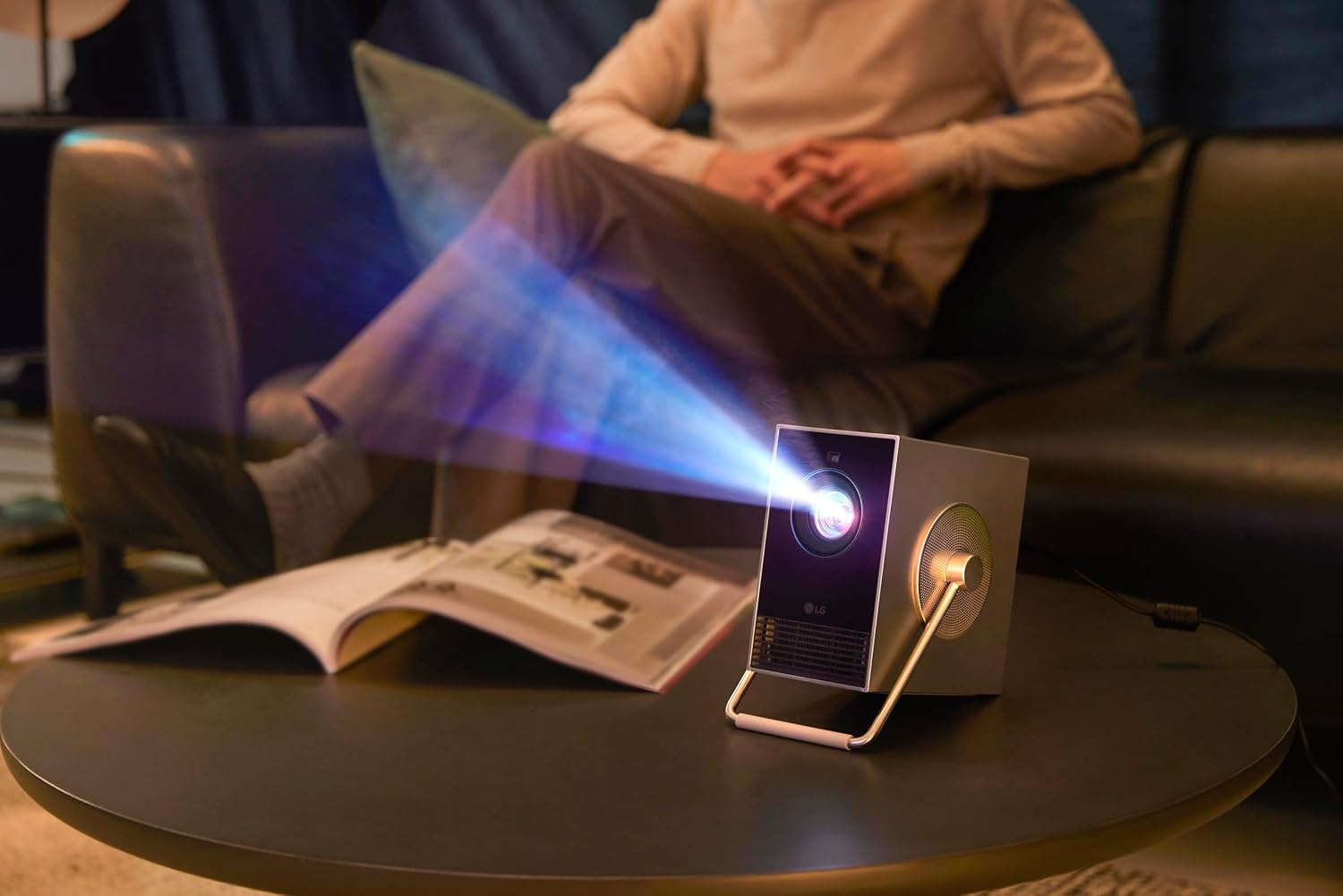 LG CineBeam Q HU710PB 4K Smart Portable Projector with Auto Screen Adjustment, Auto Focus, RGB Laser, Up to 154% DCI-P3
