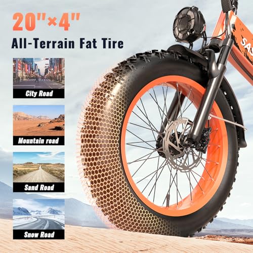 1500W Folding Electric Bike for Adults Full Suspension,52v 20AH Electric Dirt Bike with 20"x 4.0 Fat Tire, Max 30+MPH & 70 Miles Electric Bicycle, Ebike for Snow, Mountains, Road UL Certified