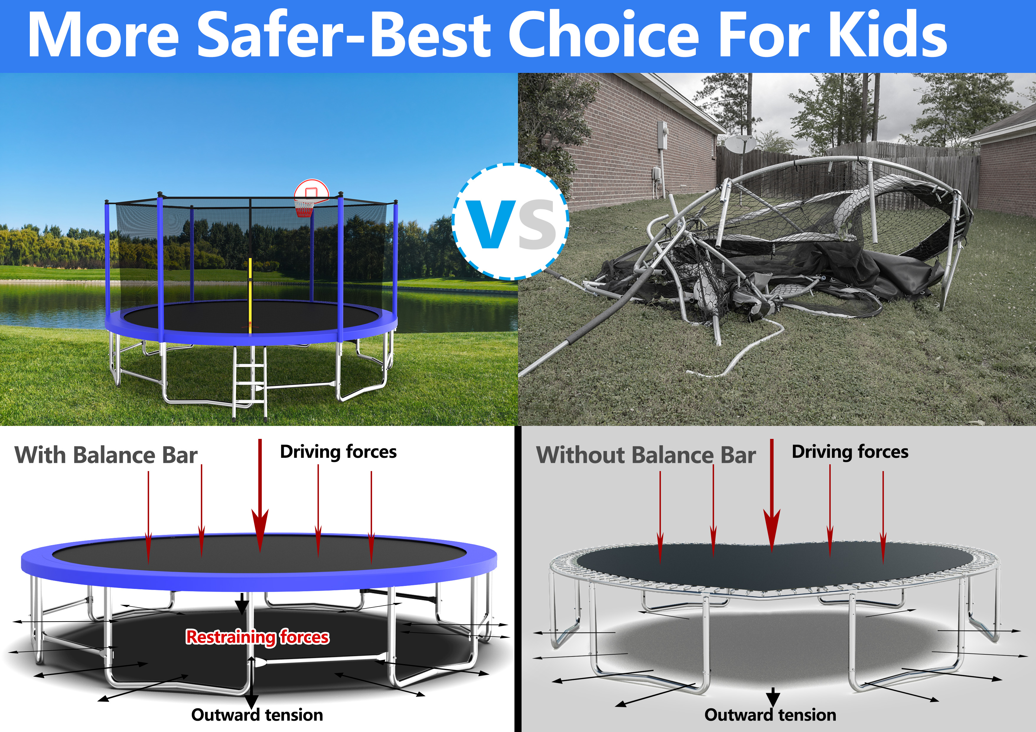 Trampoline for Kids, 16FT Large Trampoline with Enclosure & Reinforced Frame, 2-IN-1 Adults Rebounder & Basketball Hoop with Balance Bar, 1323 LBS Weight Capacity