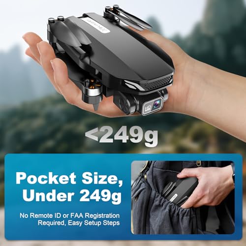 Drone with Camera, 2K HD FPV Drone with Brushless Motor, Altitude Hold, Gesture Selfie, 3D Flips, Waypoint Fly, One Key Take Off/Landing, Foldable Mini Drones for Adults and Beginners