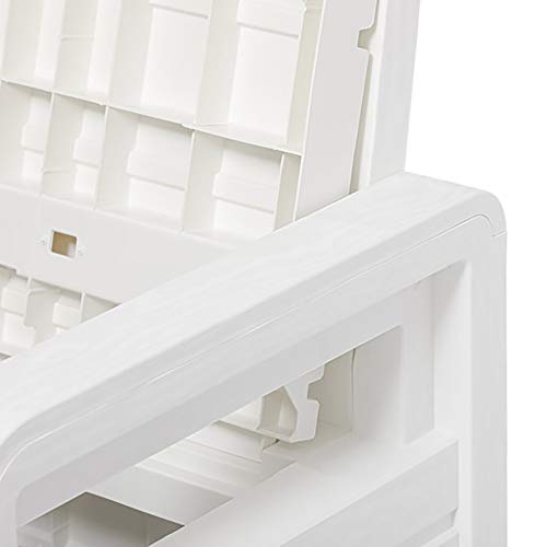 Foreverspring UV Weather Resilient Lockable Box Chest Bench for Outdoor Pool Patio Furniture and Deck Storage Bin, 70 Gallon, White