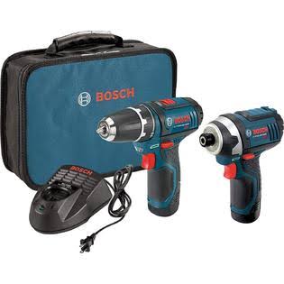 Bosch Power Tools Combo Kit CLPK22-120 - 12-Volt Cordless Tool Set (Drill/Driver and Impact Driver) with 2 Batteries, Charger an