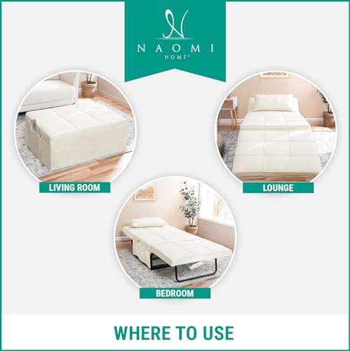 Sleeper Chair Bed, 4 In 1 Multi-Function Convertible Ottoman Bed, Breathable Linen Bed Chair, Convertible Sofa Bed with Adjustable Backrest, Modern Convertible Chair Bed Sleeper for Living Room, White