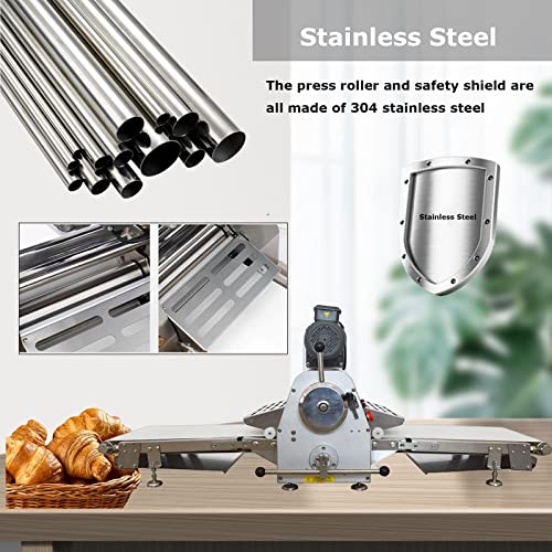 INTBUYING TableTop Dough Sheeter Machine Commercial Reversible Sheeter Croissant Fondant Dough Rollar Press Sheeter for Pie Crust Crisp Cookie Bakery/Home Bread Dough Equipment 550W 110V