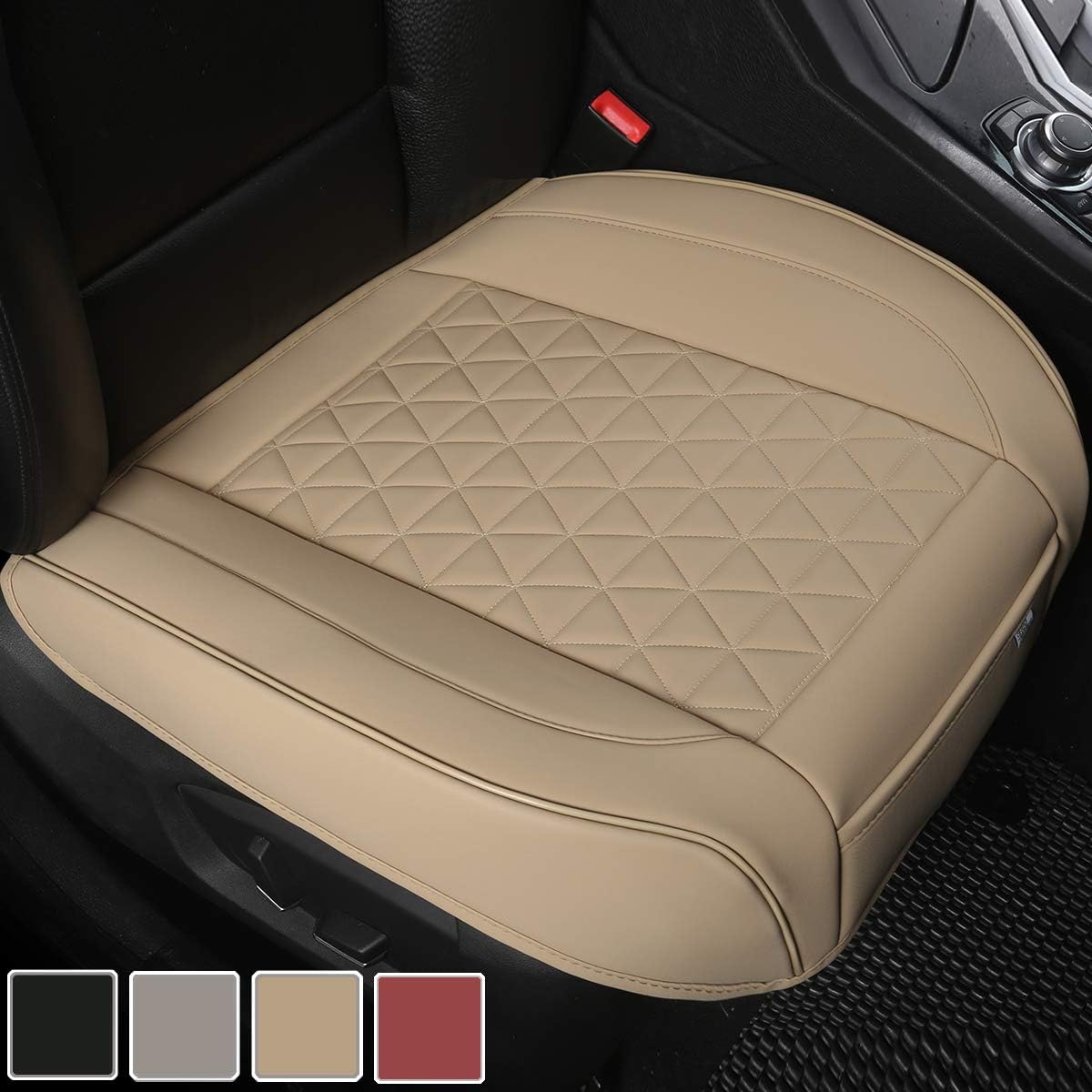 Black Panther Luxury Faux Leather Car Seat Cover Front Bottom Seat Cushion Cover, Anti-Slip and Wrap Around The Bottom, Fits 95% of Vehicles - 1 Piece,Black