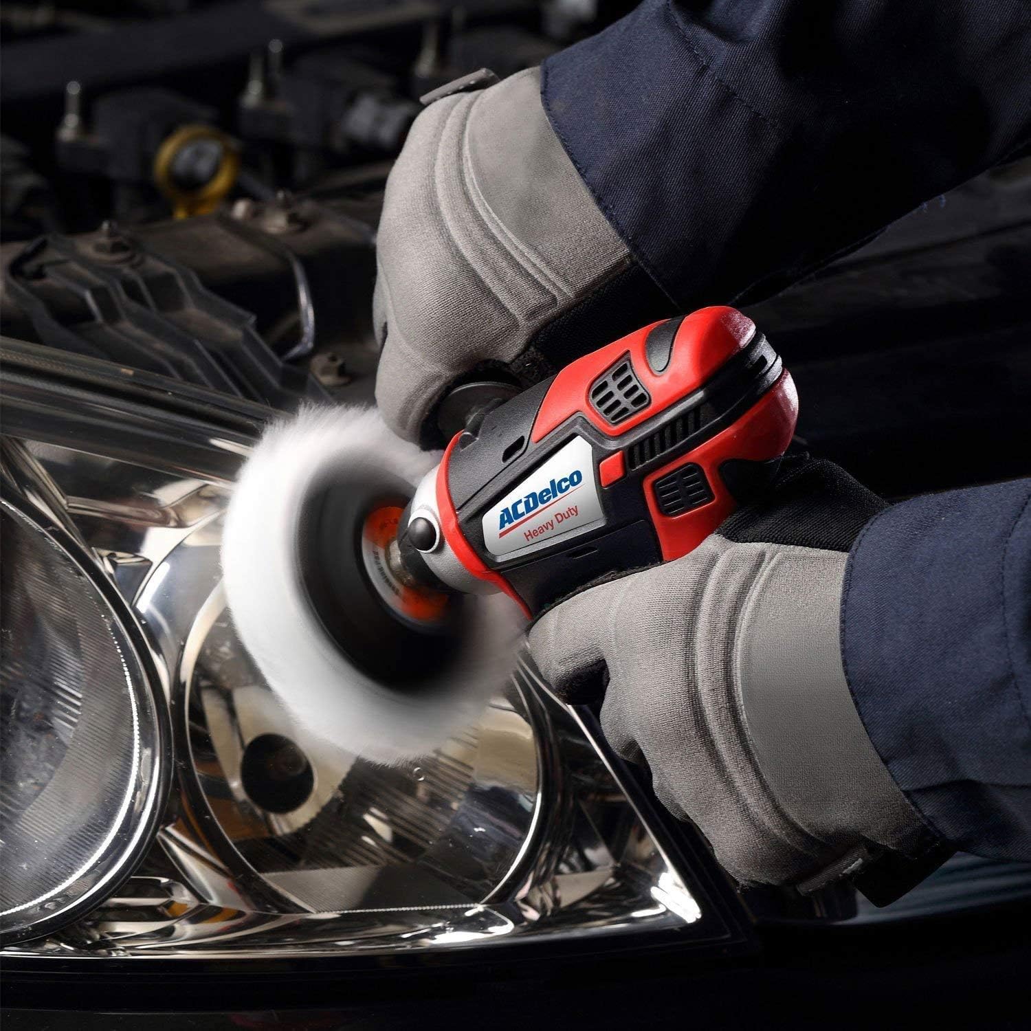 ACDelco ARW1208-K12 G12 Series 12V Cordless Li-ion 3” Mini Polisher, 3/8” Impact & Ratchet Wrench Combo Tool Kit with 2 Batteries