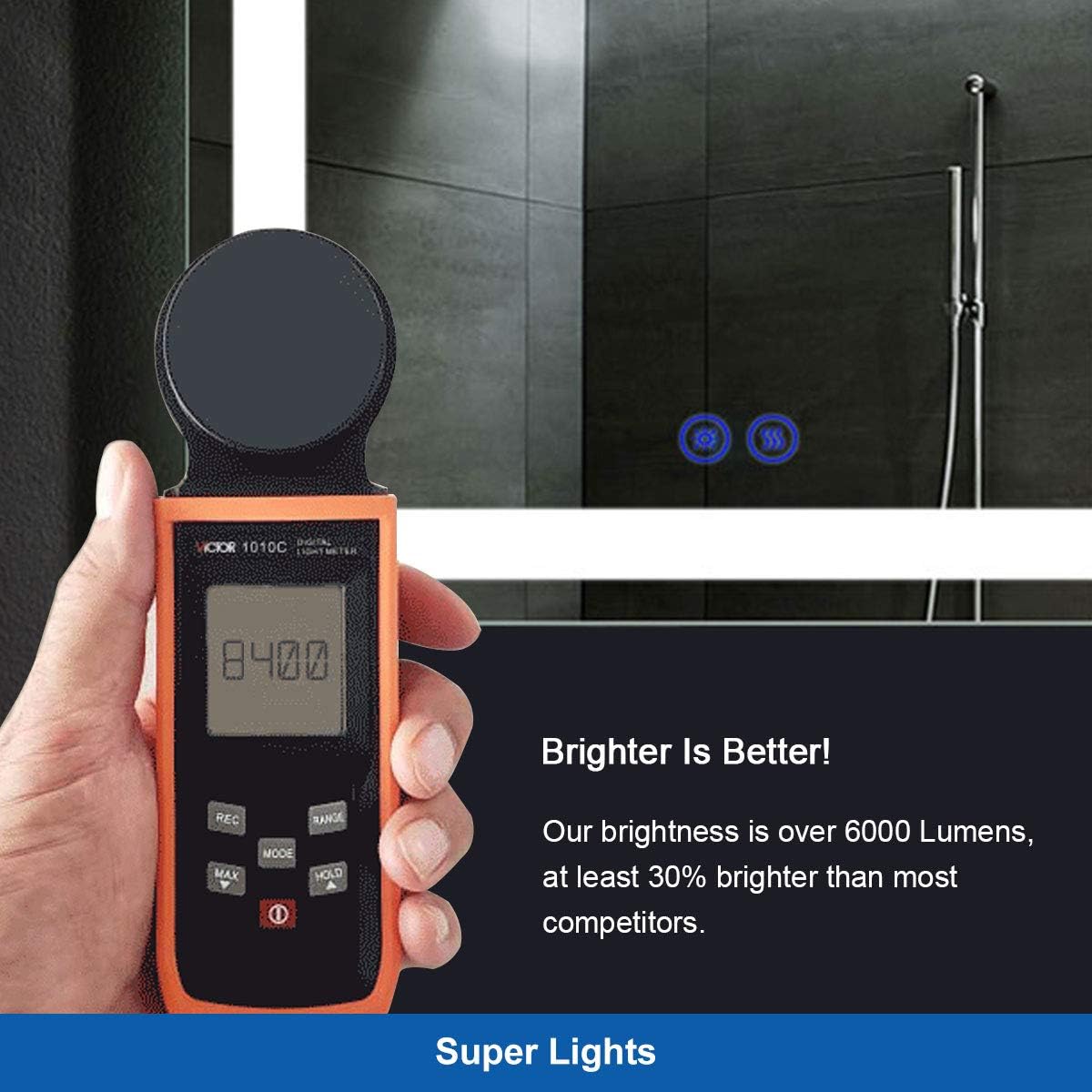 BHBL 60 x 36 Inch Illuminated LED Bathroom Mirror with Smart Button, Anti Fog, Dimmable, Bluetooth Speakers, Vertical & Horizontal Mount, Hotel Office Bar Mirror (D224-6036A)